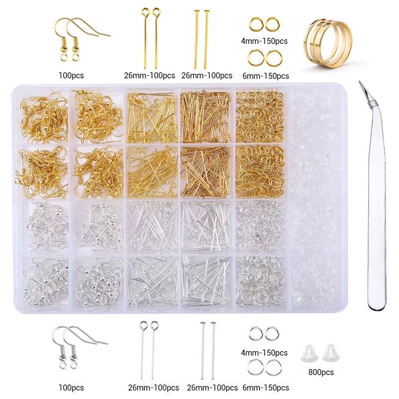 Jewelry Making Supplies Kit with Jewelry Tools, Jewelry Copper Wires Thread and Jewelry Findings for Jewelry Repair and Beading