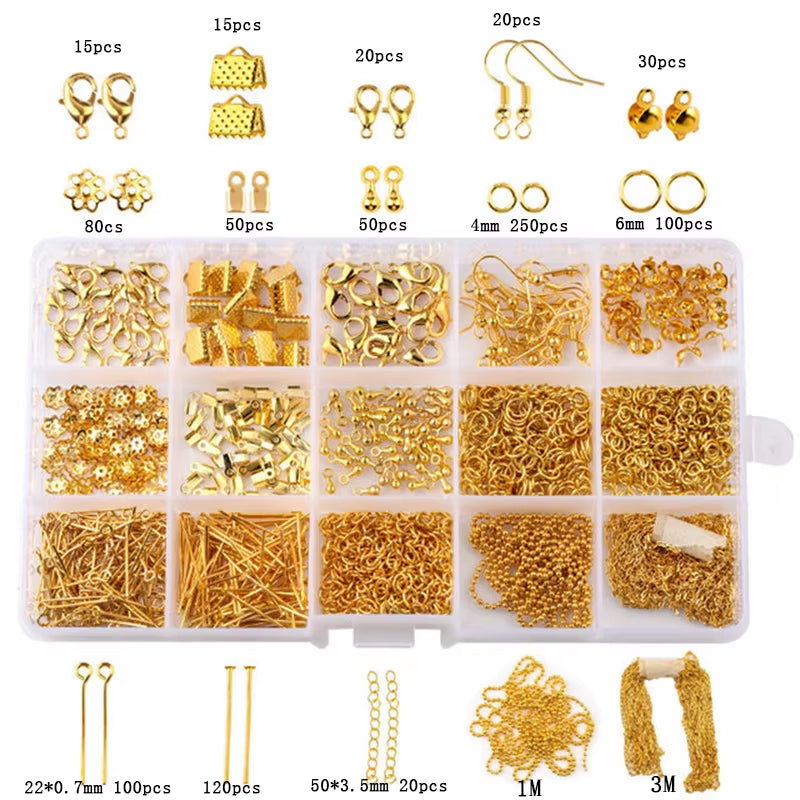Jewelry Making Supplies Kit with Jewelry Tools, Jewelry Copper Wires Thread and Jewelry Findings for Jewelry Repair and Beading