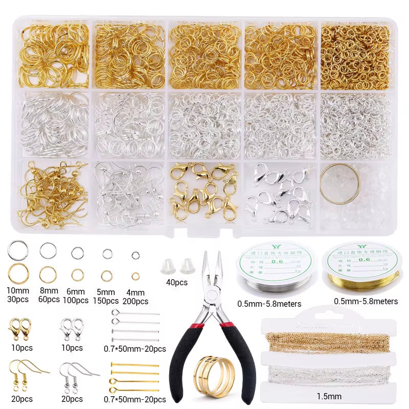 Jewelry Making Supplies Kit with Jewelry Tools, Jewelry Copper Wires Thread and Jewelry Findings for Jewelry Repair and Beading
