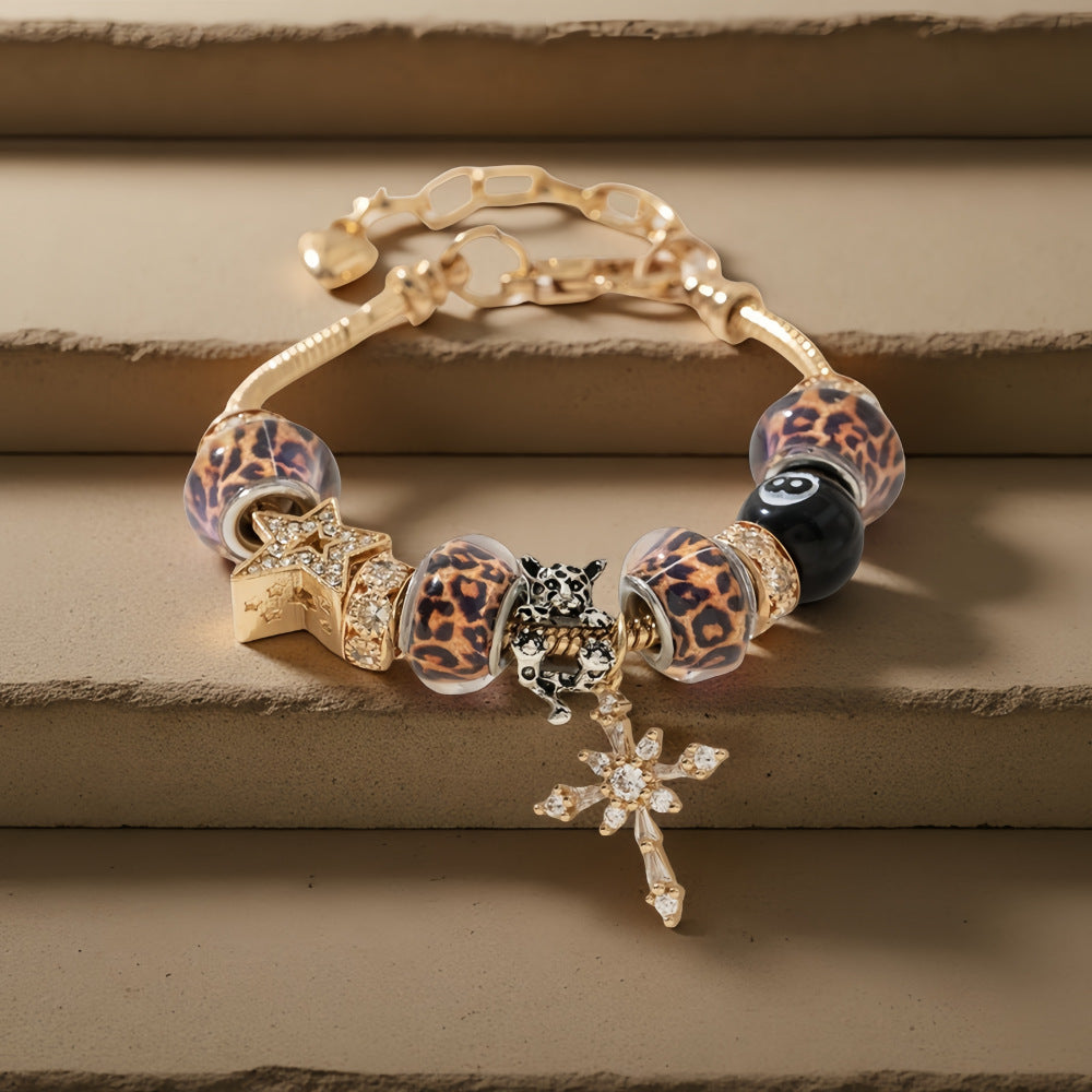 8ball Leopard Charm Bracelet