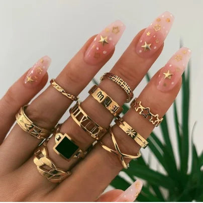 15pcs Roman Numerals Ring Set