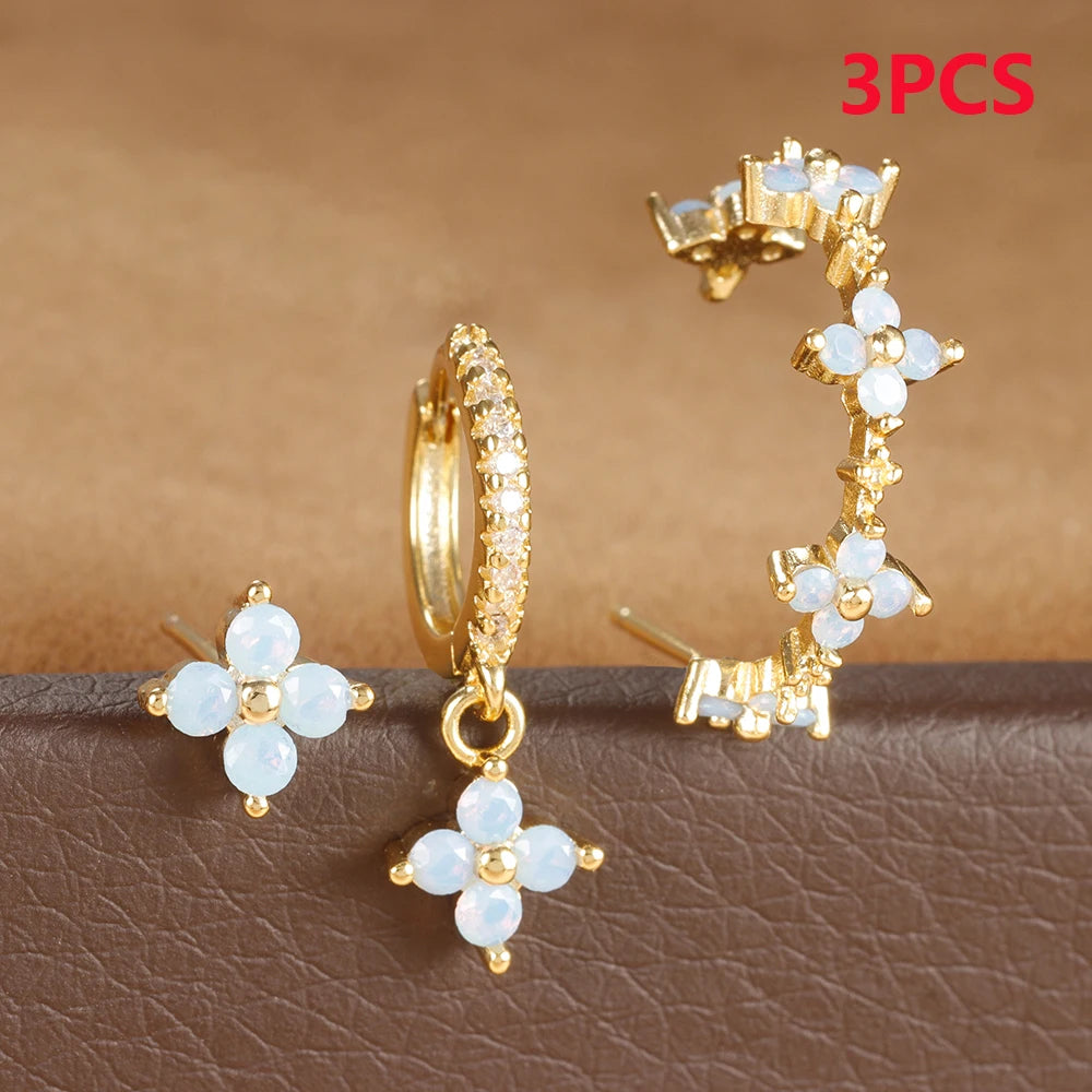 Multicolor Crystal Hoop Earrings Set