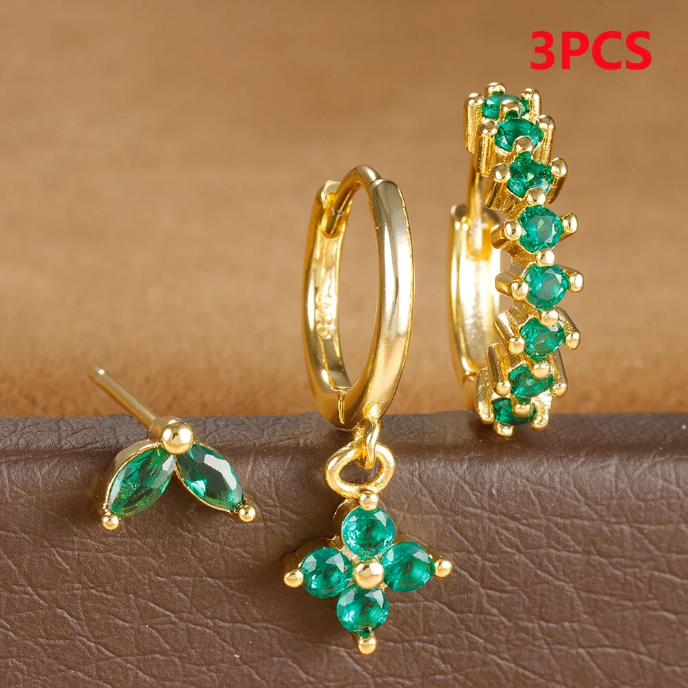 Multicolor Crystal Hoop Earrings Set