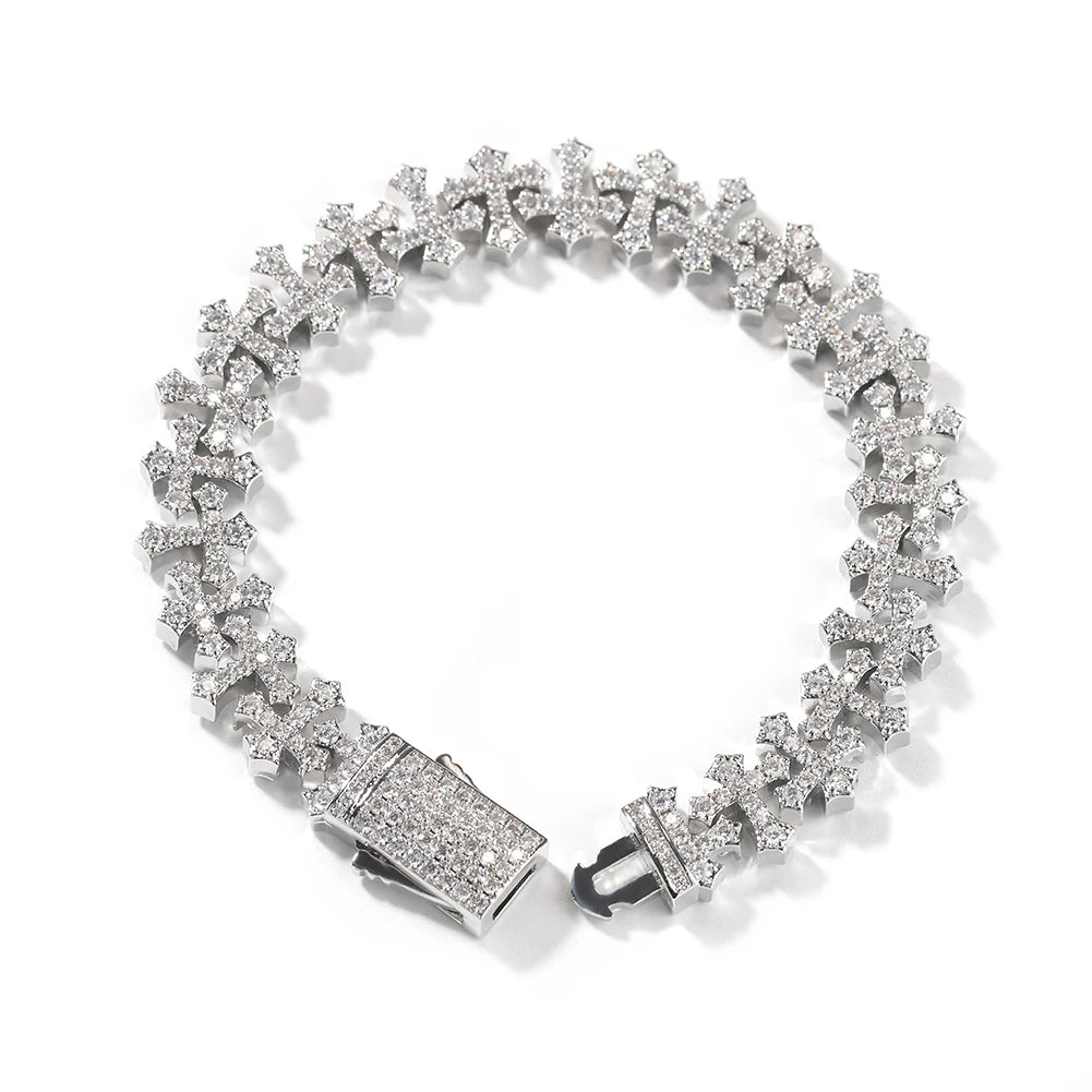 Vertical Iced Out Cross Bracelet