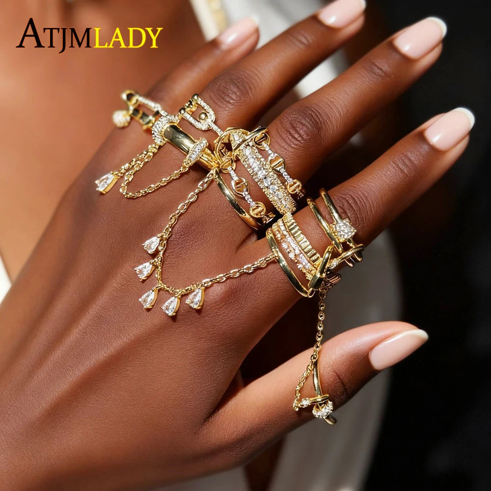 Paved Tear Drop Chain Ring