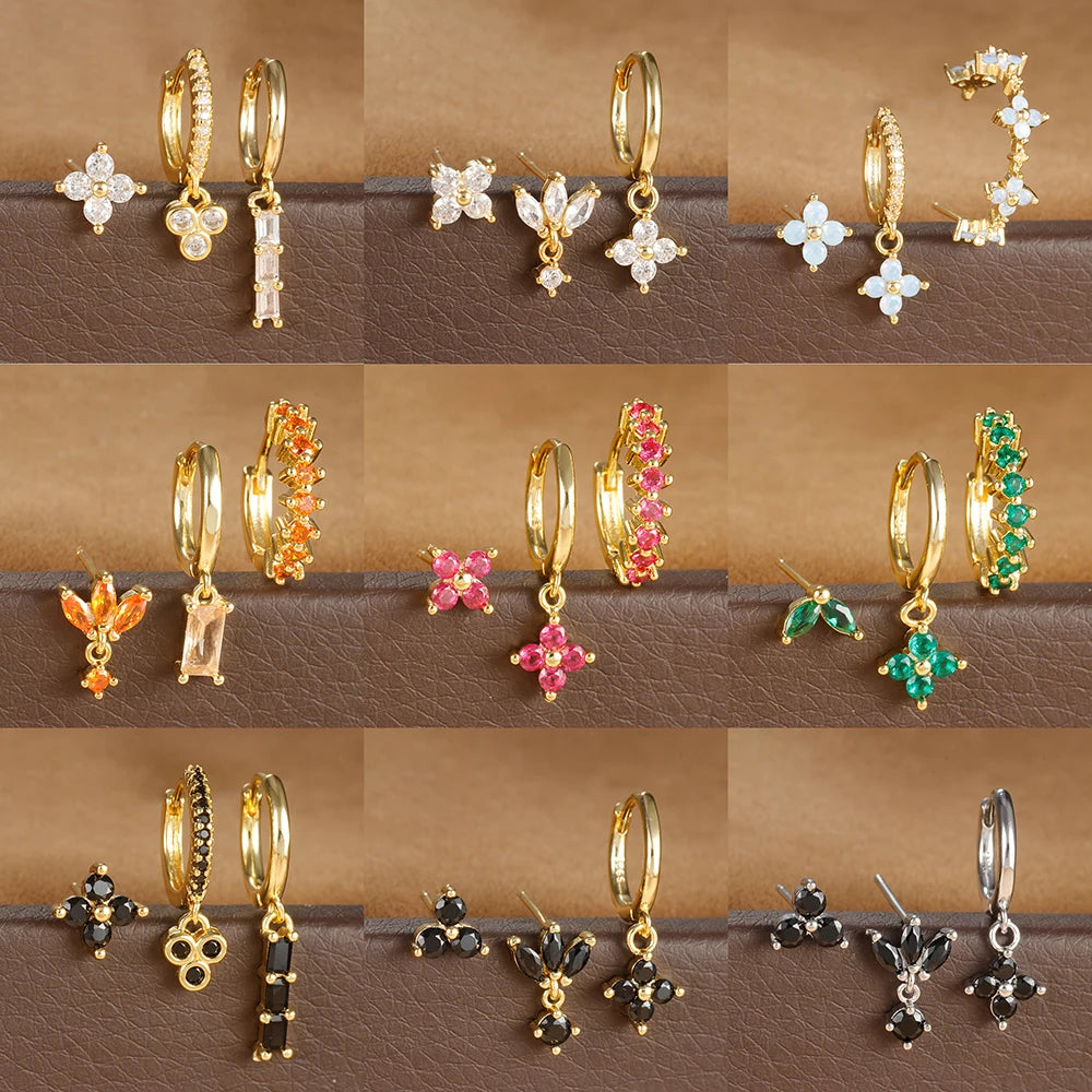 Multicolor Crystal Hoop Earrings Set