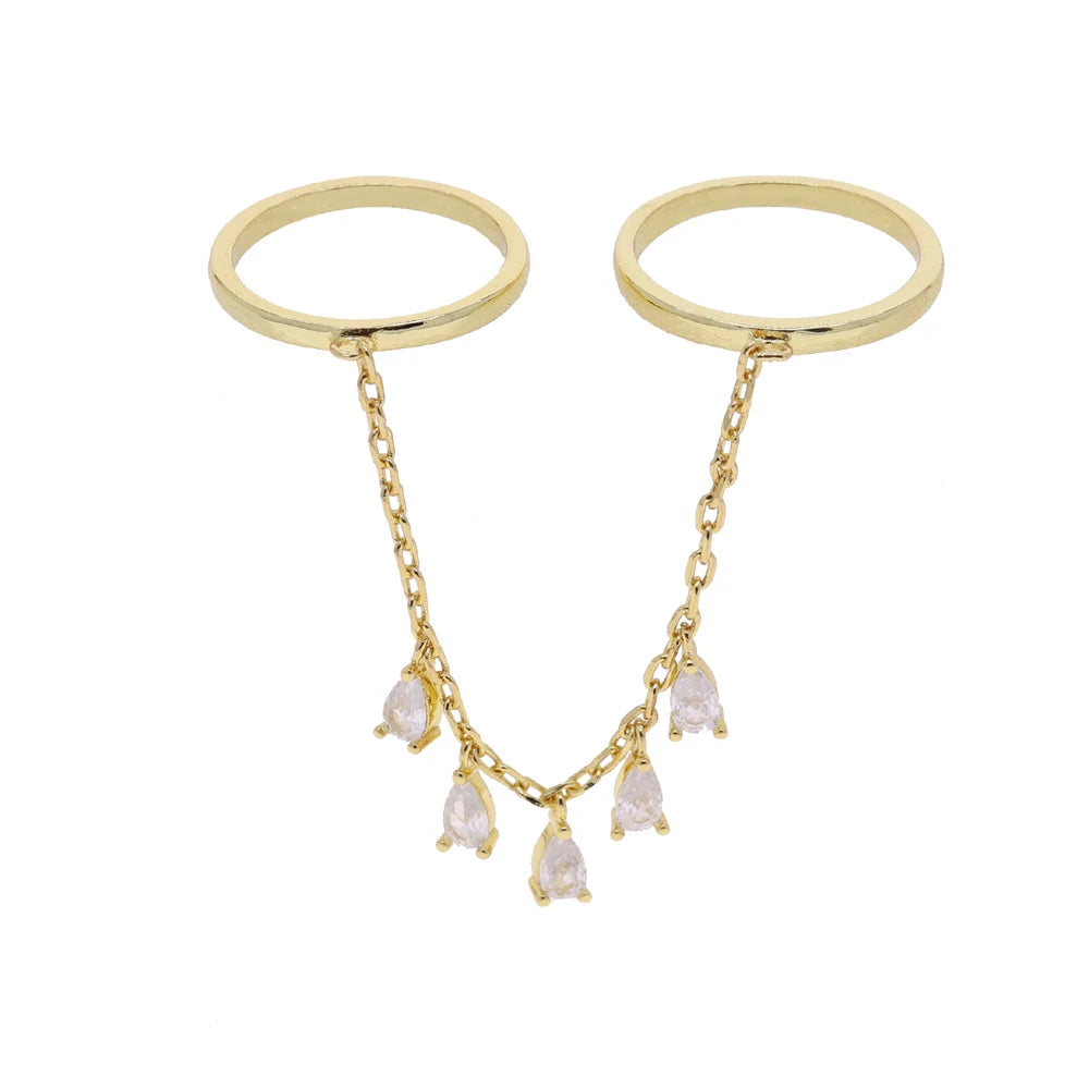Paved Tear Drop Chain Ring