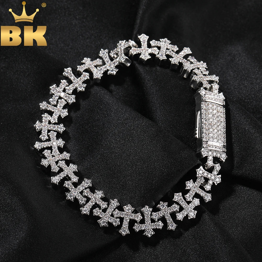 Vertical Iced Out Cross Bracelet