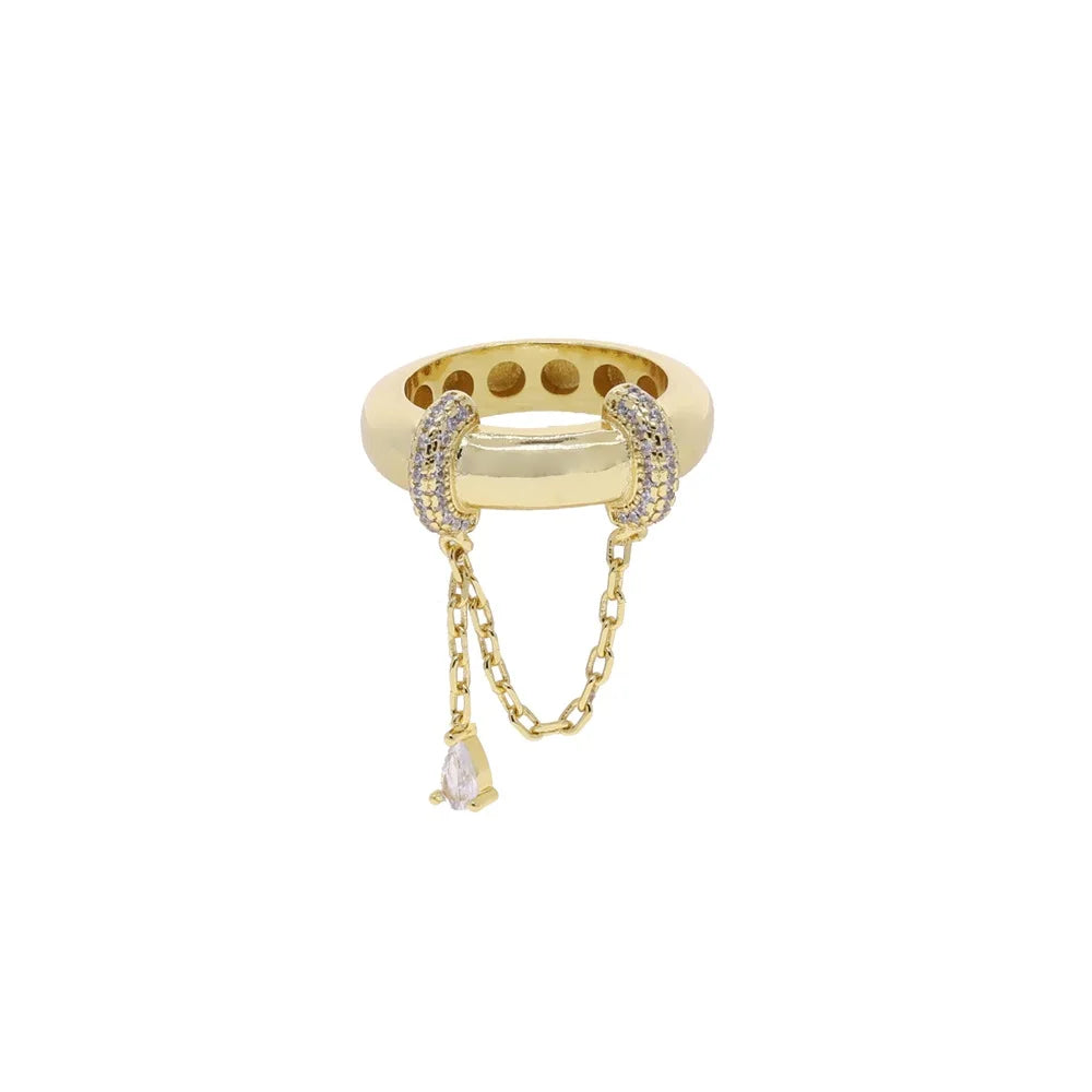 Paved Tear Drop Chain Ring