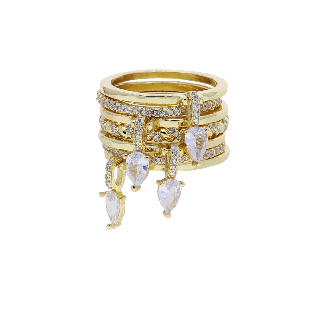 Paved Tear Drop Chain Ring