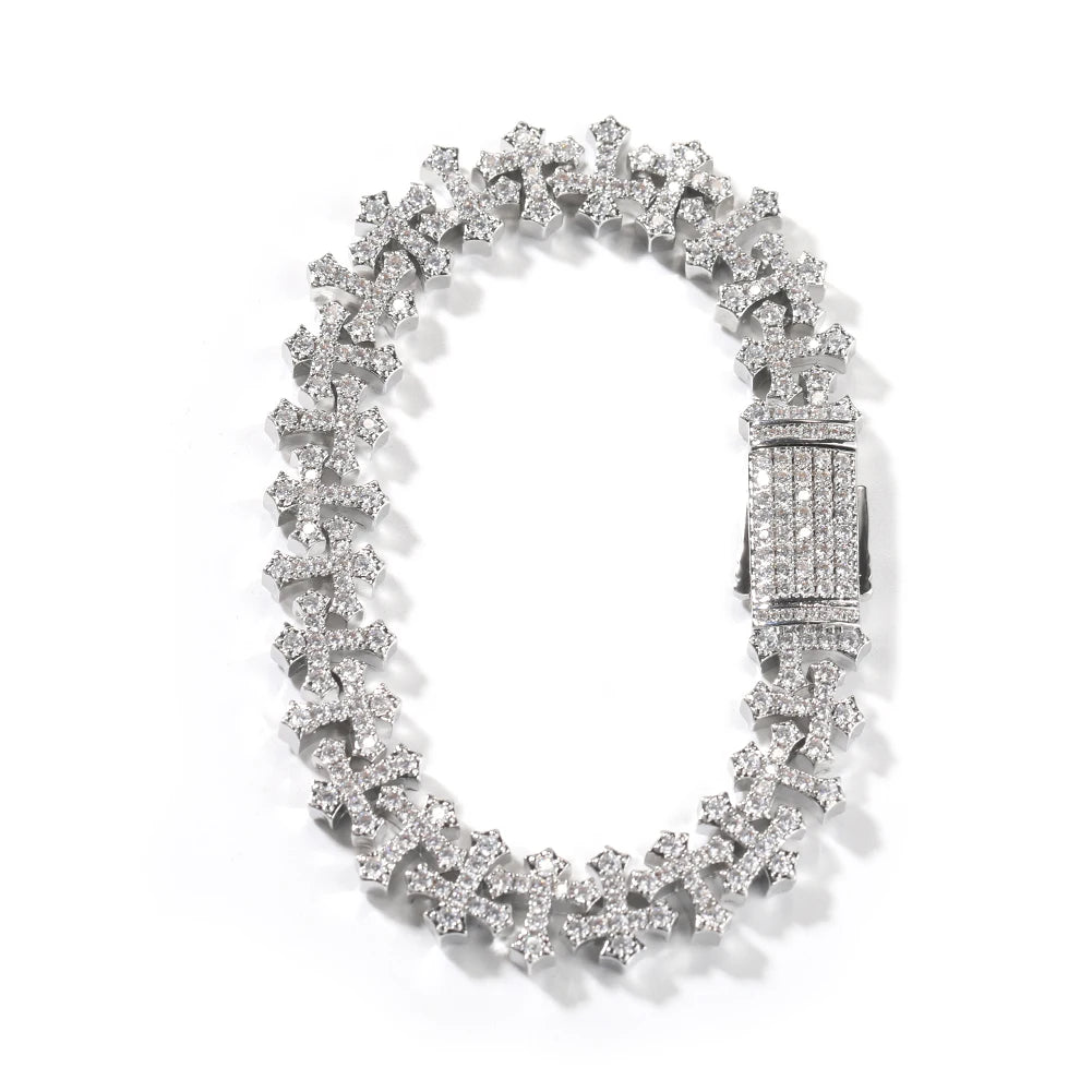 Vertical Iced Out Cross Bracelet