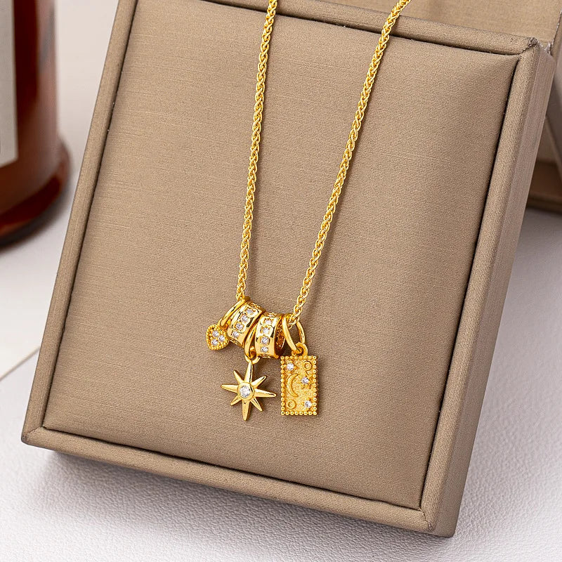 Star Moon Pendant Necklace