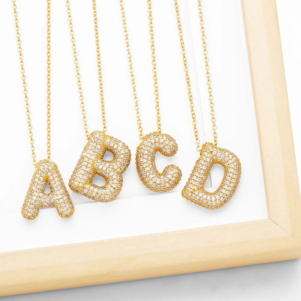 Chunk Initial Bubble Letter Necklaces