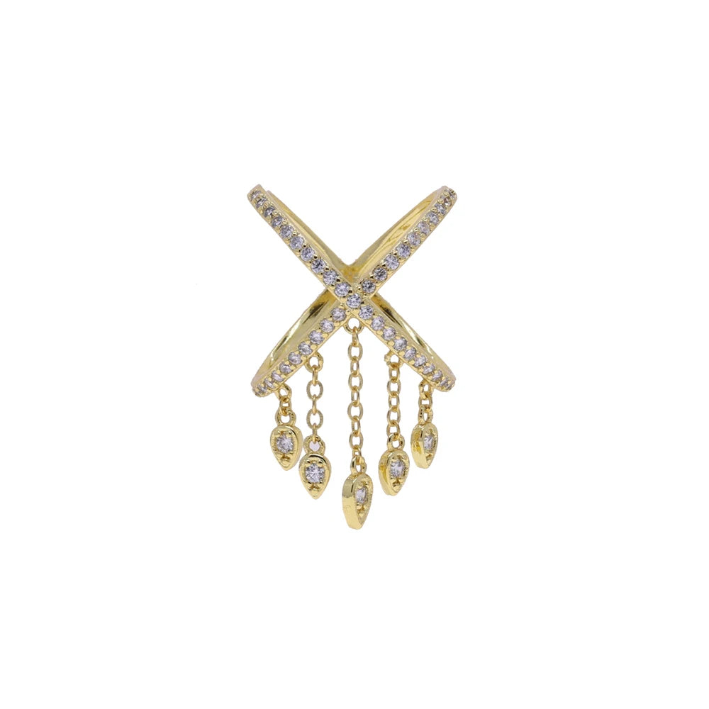 Paved Tear Drop Chain Ring