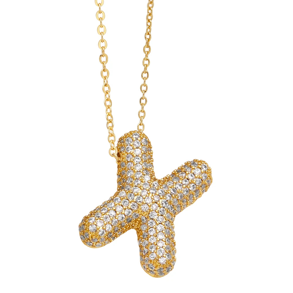 Chunk Initial Bubble Letter Necklaces