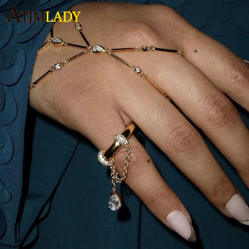 Paved Tear Drop Chain Ring