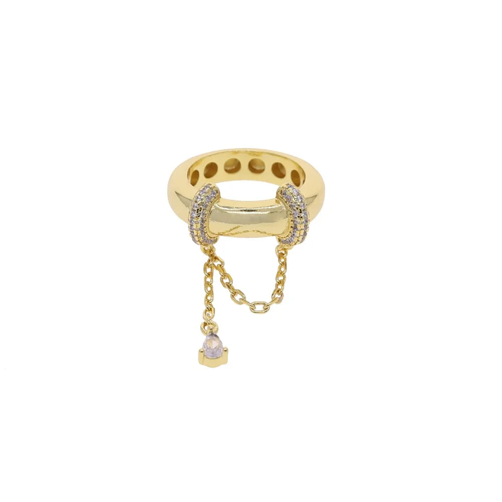Paved Tear Drop Chain Ring