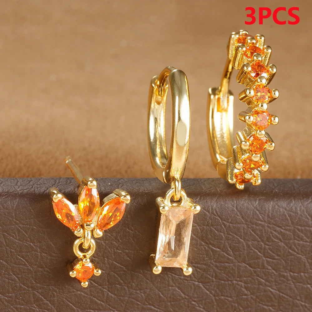 Multicolor Crystal Hoop Earrings Set